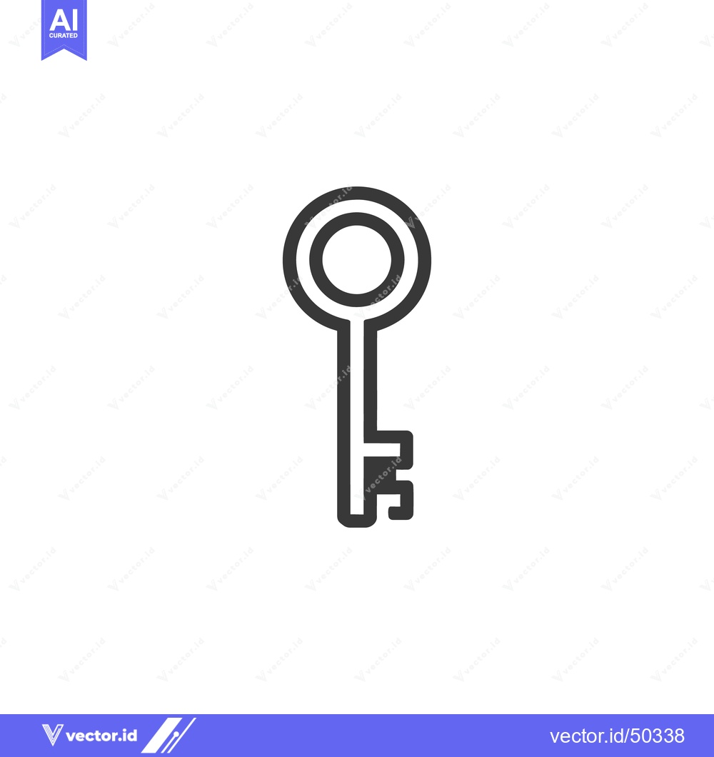 Premium Vector of Minimalist Key Icon: Simple Outline on White Background