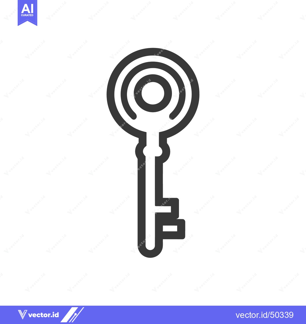 Premium Vector dari Minimalist Key Icon: Bold Outline, Concentric Circles, Security Symbol