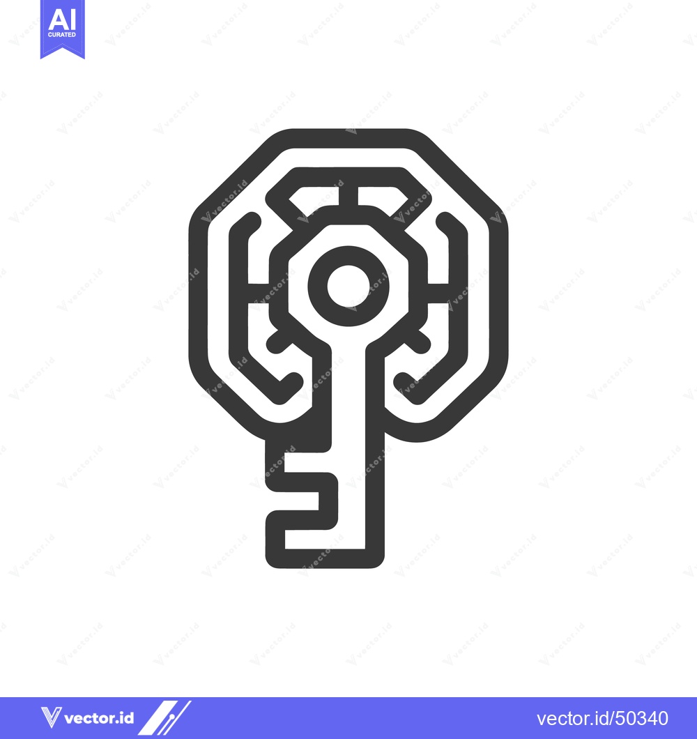 Premium Vector of Stylized Key Icon with Octagonal Head and Geometric Design
