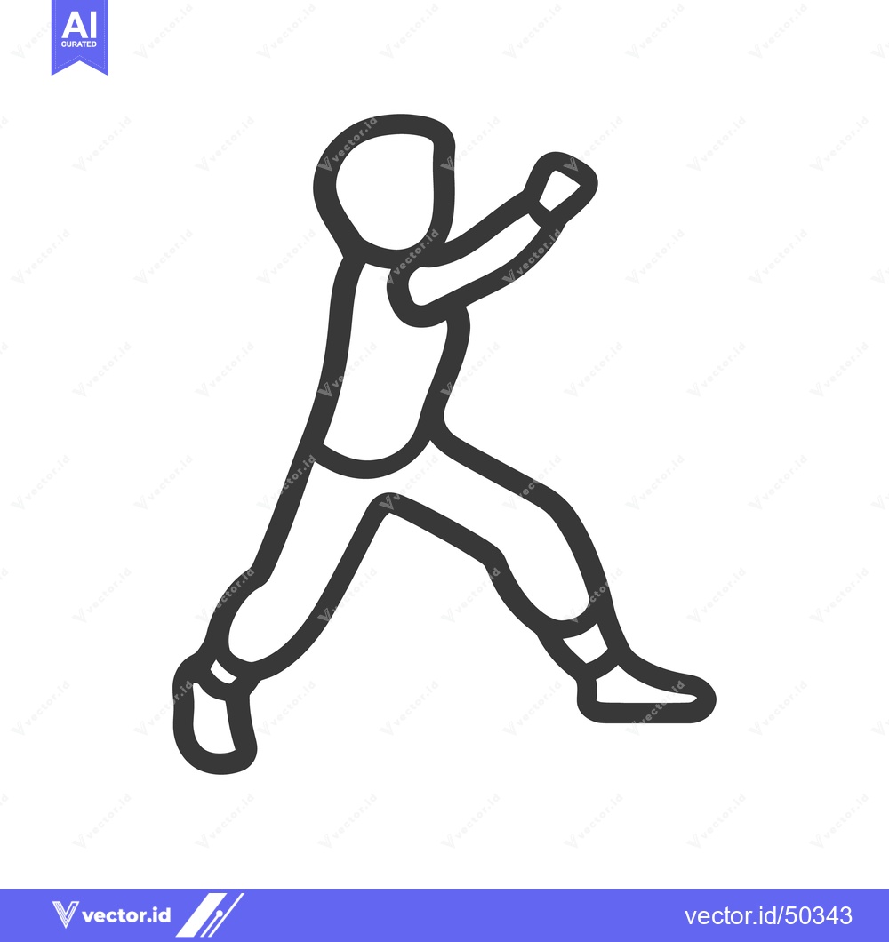 Premium Vector of A minimalist illustration depicting a person in a martial arts stance