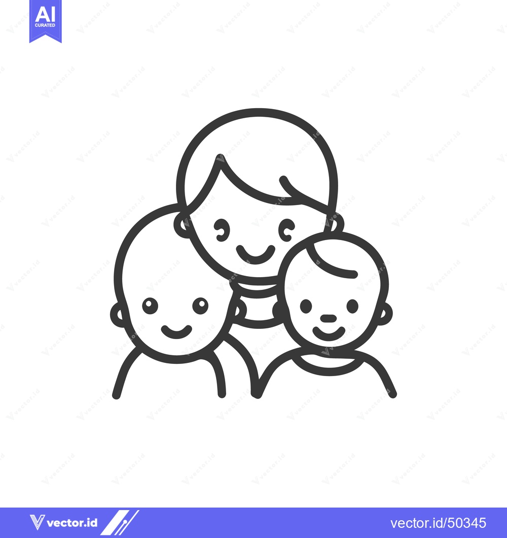 Premium Vector dari A mother with her two children are smiling joyfully together