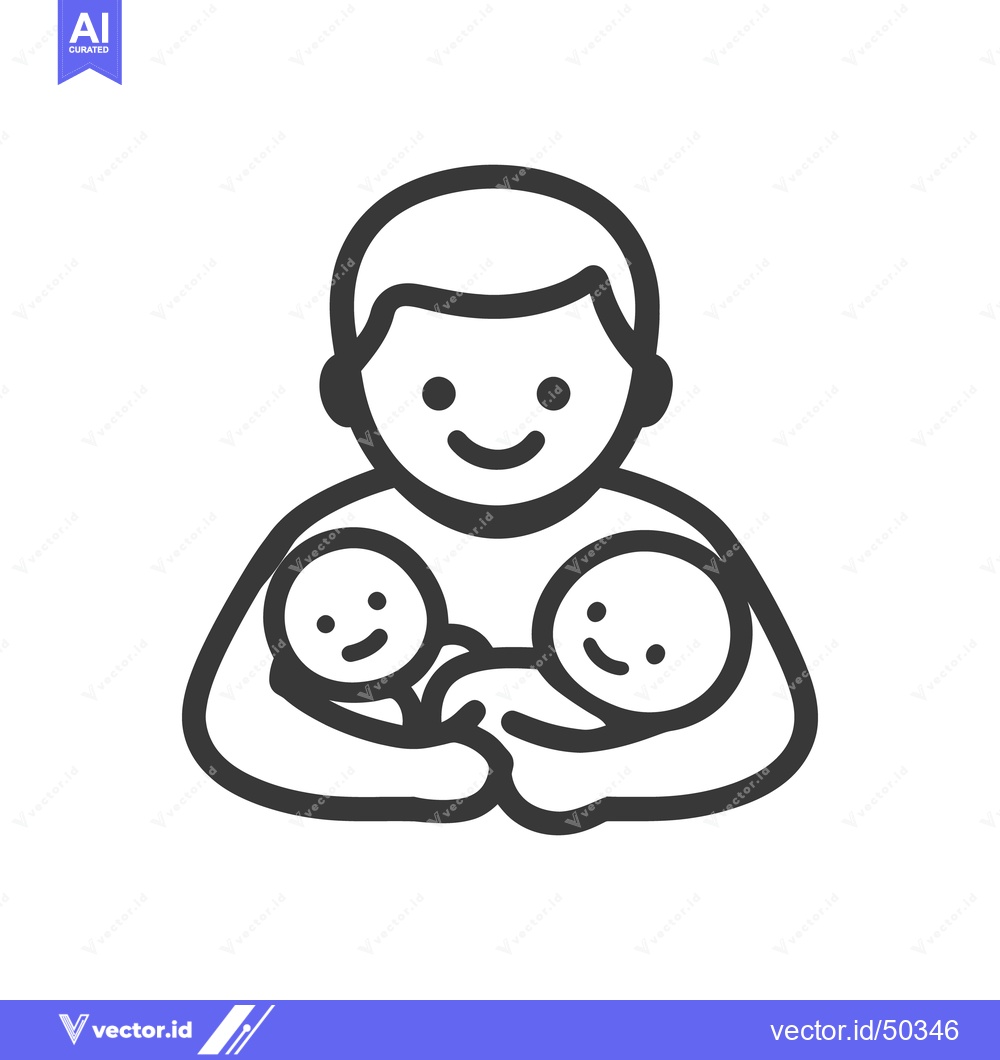 Premium Vector dari A loving parent carefully holds two smiling babies in their arms