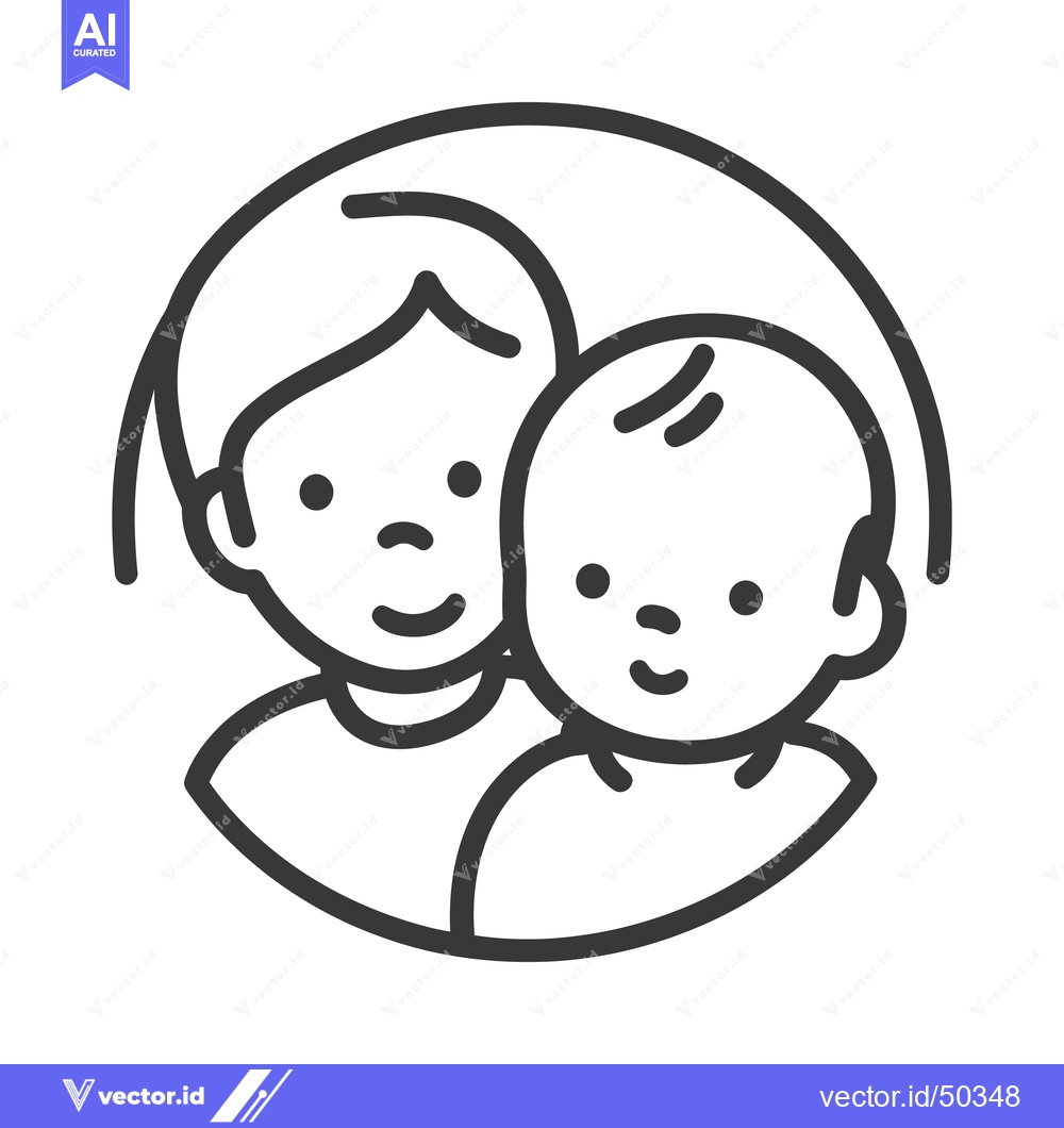 Premium Vector of Simple illustration depicts a mother and a baby in a circle