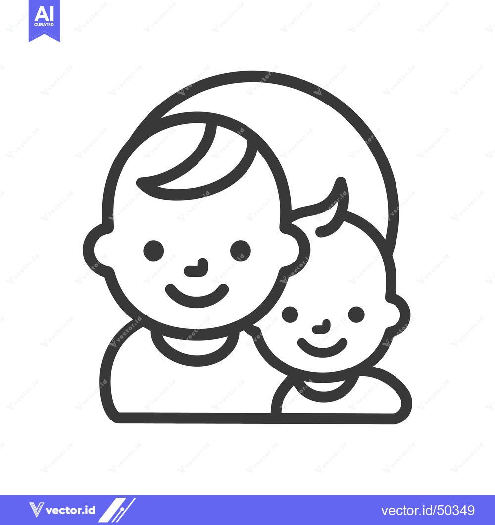 Premium Vector of An illustrated outline depicts a parent and child together