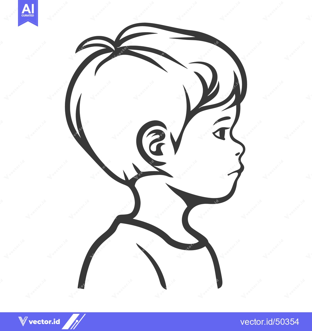 Premium Vector dari A side profile depiction of a young childs face