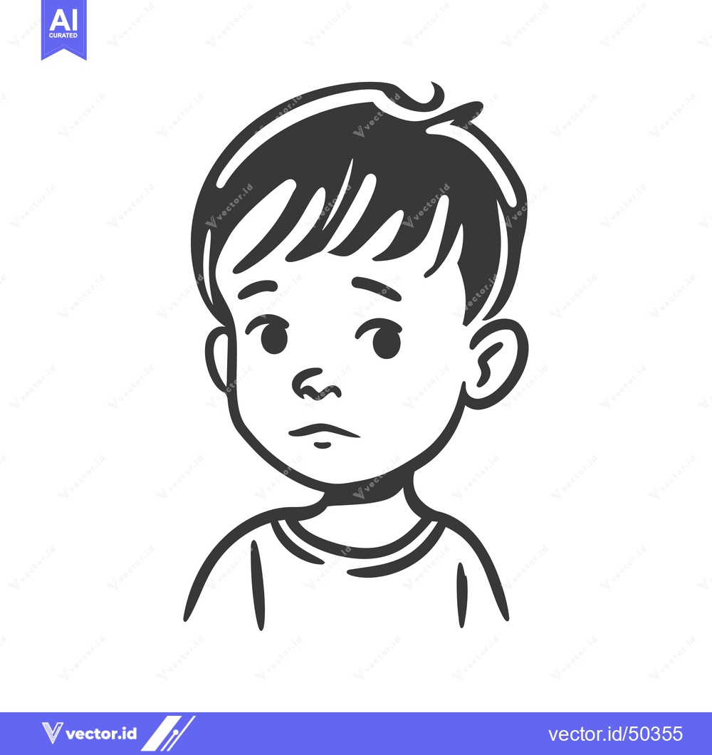 Premium Vector dari A simple cartoon image depicting the face of a young child