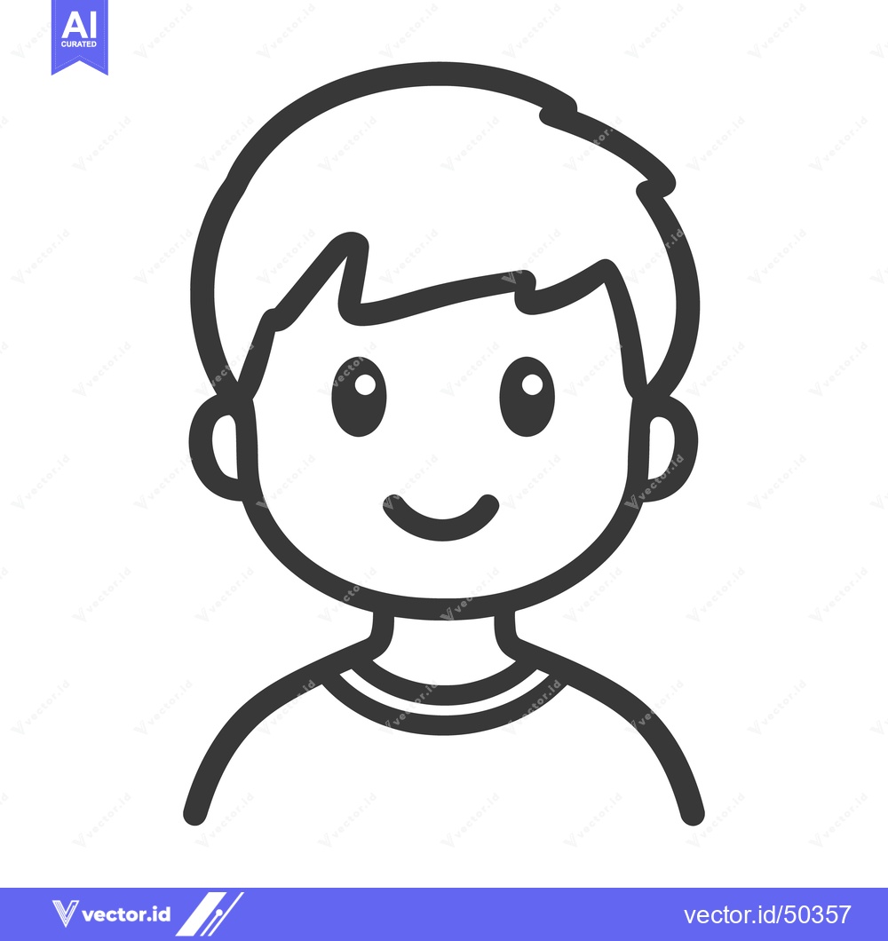 Premium Vector dari A simplified illustrated portrait of a young happy person