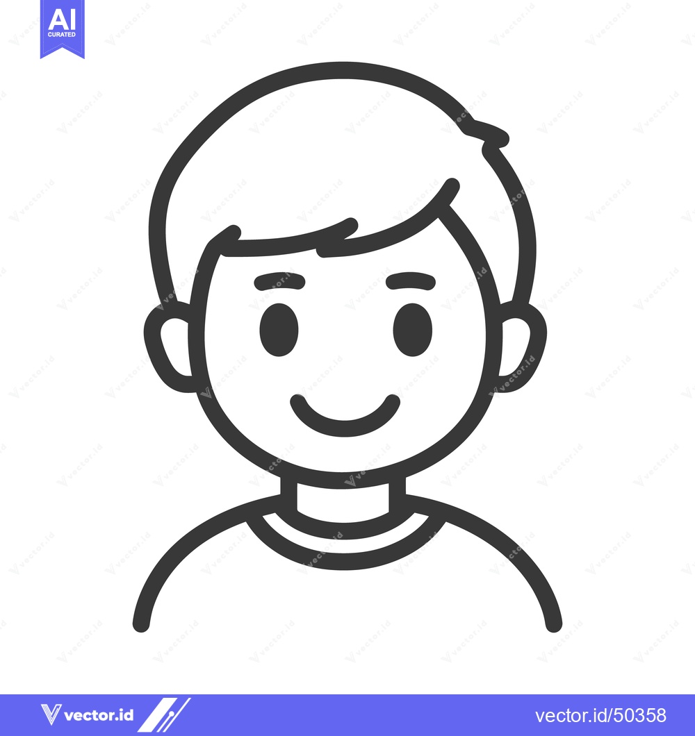 Premium Vector dari A smiling stylized cartoon portrait of a young person