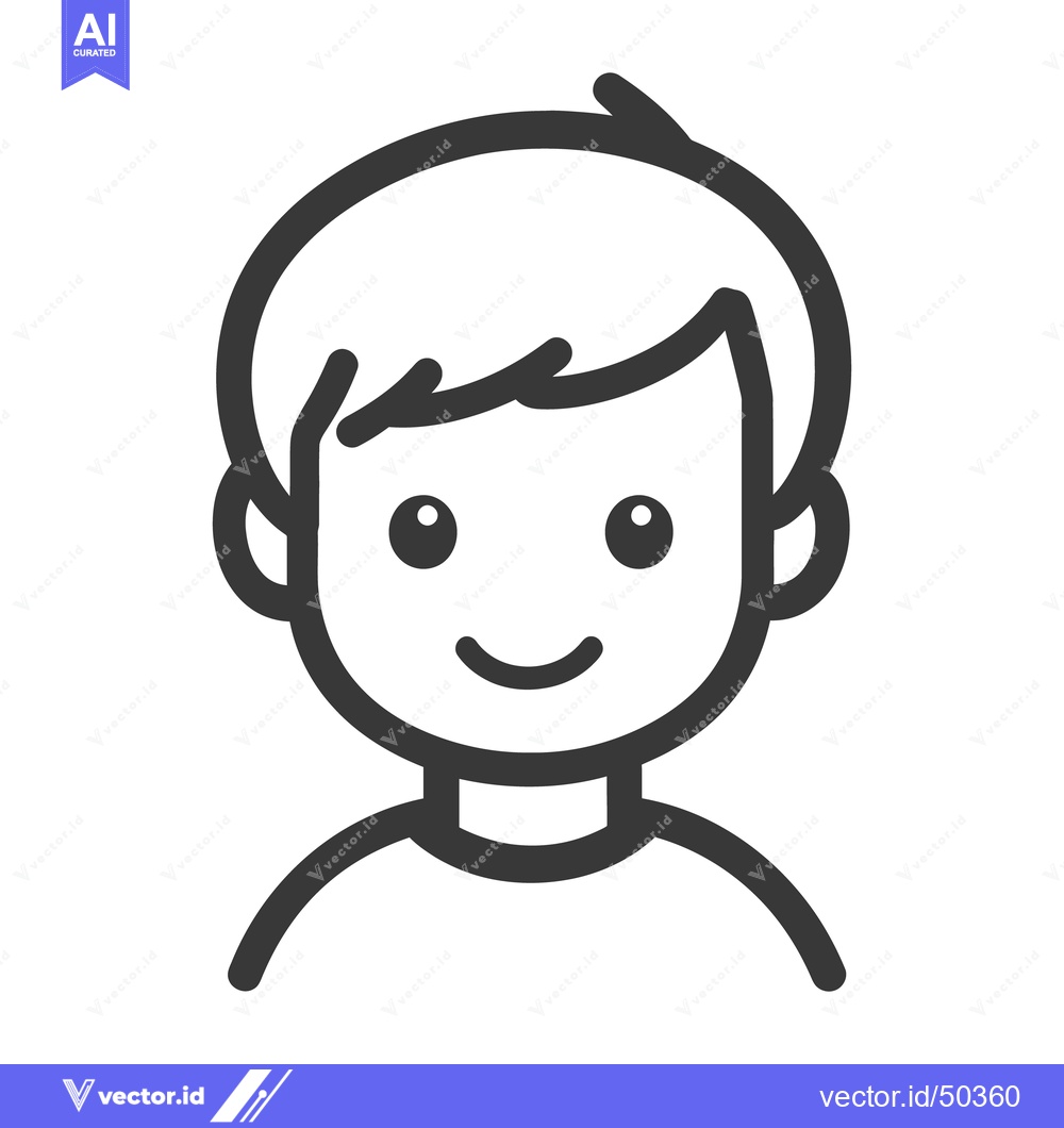 Premium Vector of A simple line art illustration of a smiling young person