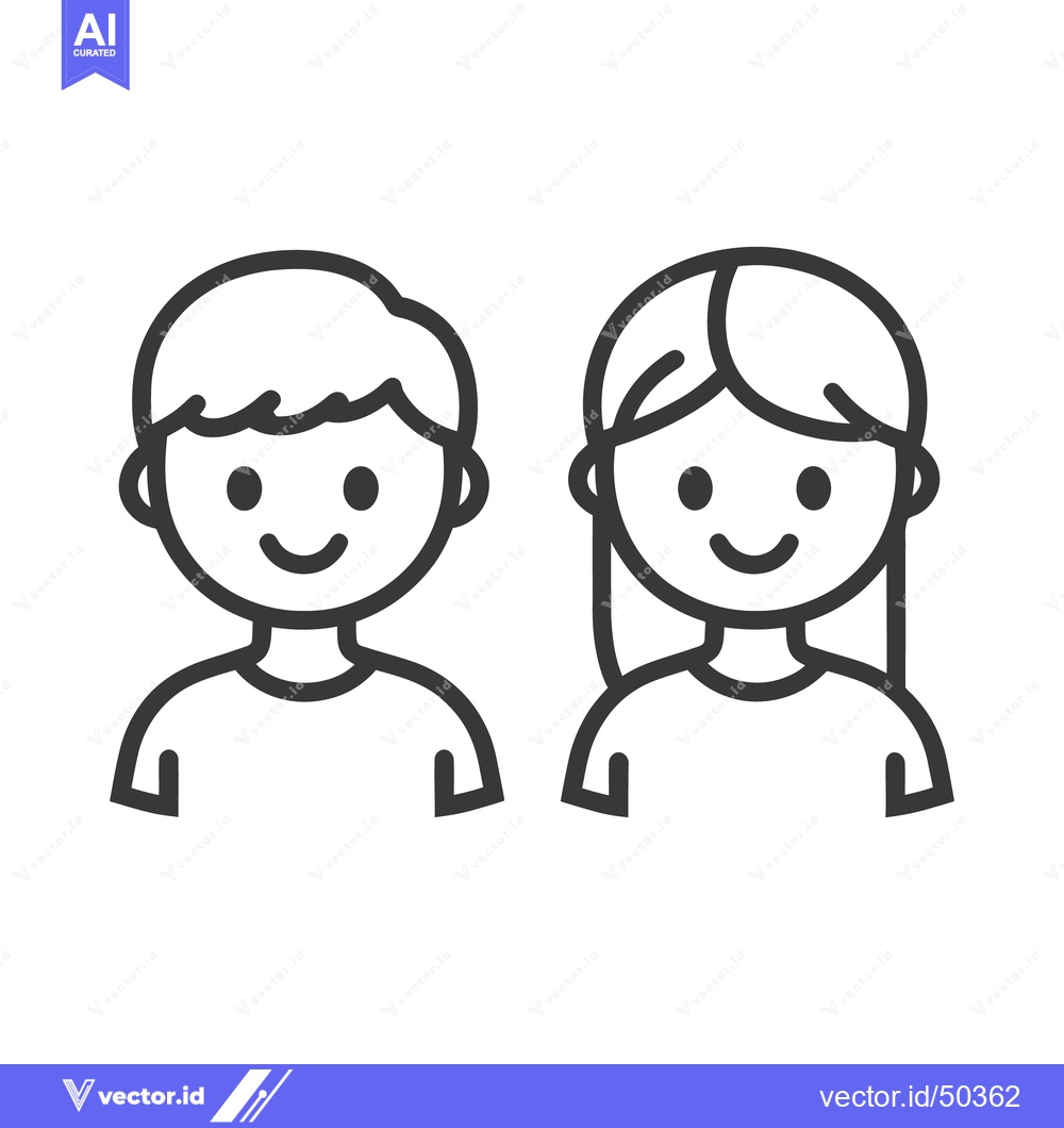 Premium Vector of Two smiling cartoon figures representing a male and a female