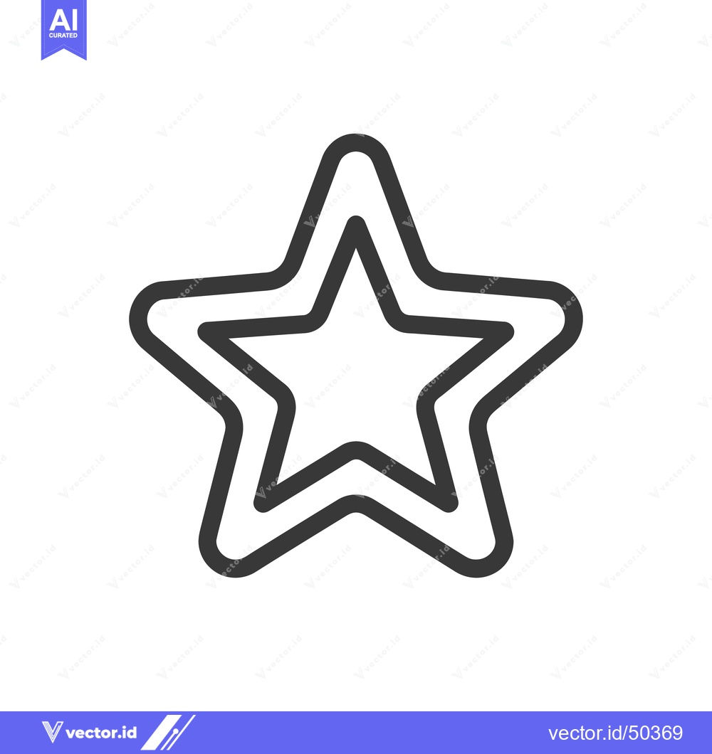Premium Vector of Double Outlined Star Icon, Simple Black Shape on White Background