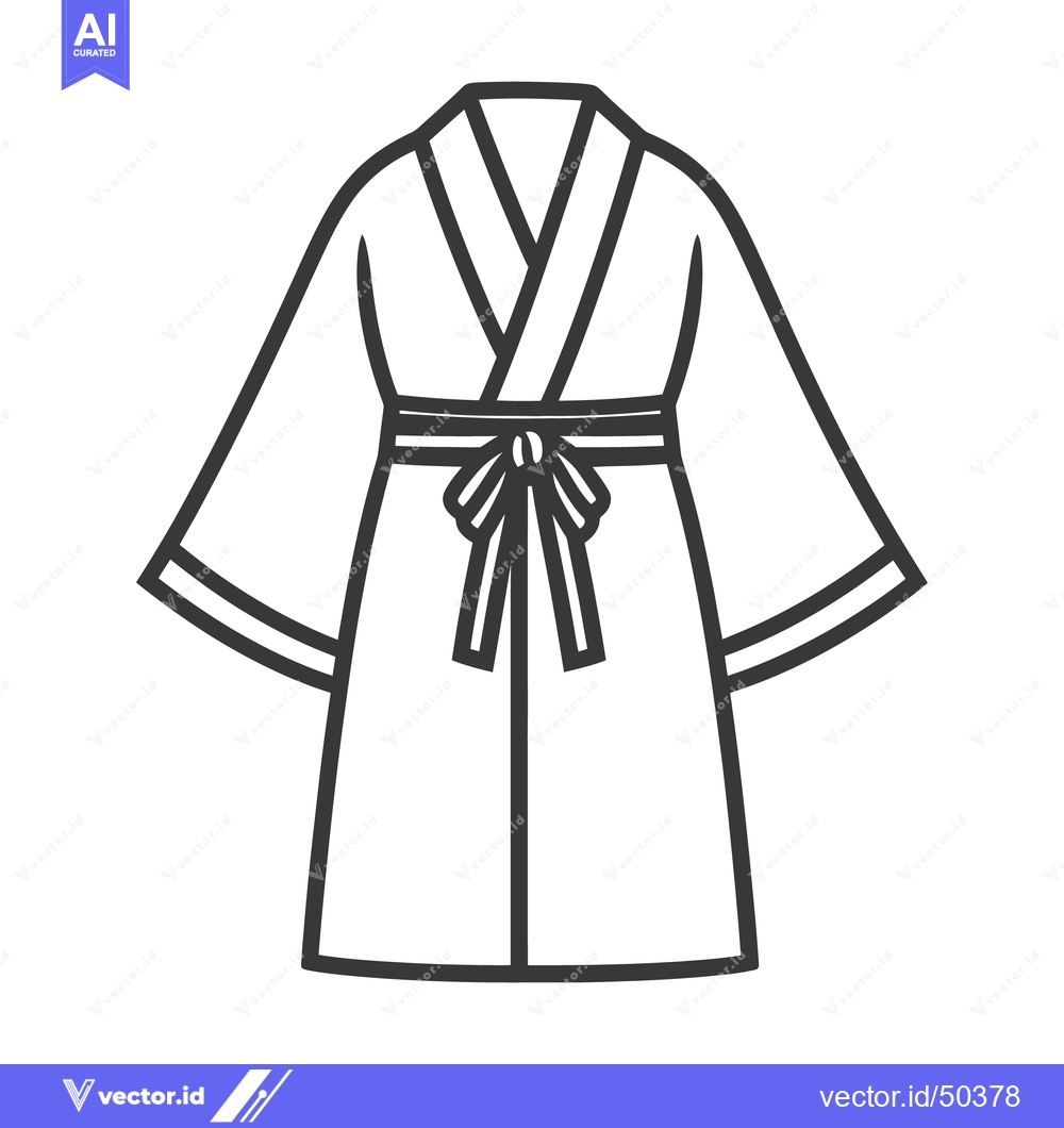 Premium Vector dari A simple line drawing of a wrap style kimono