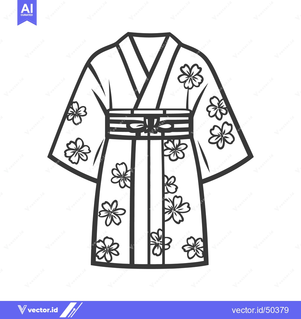 Premium Vector of Simplified illustration of a traditional floral pattern kimono garment