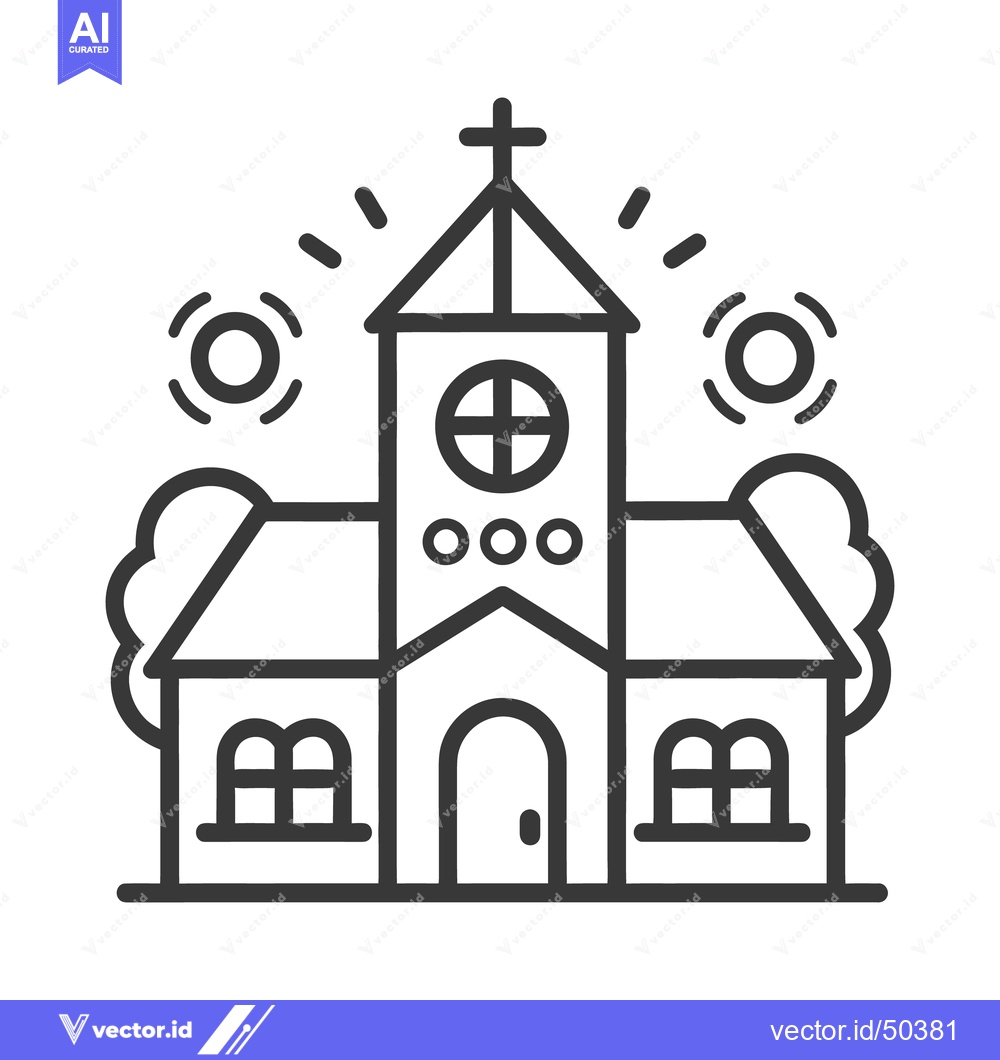 Premium Vector dari An illustrated simple black and white church building design