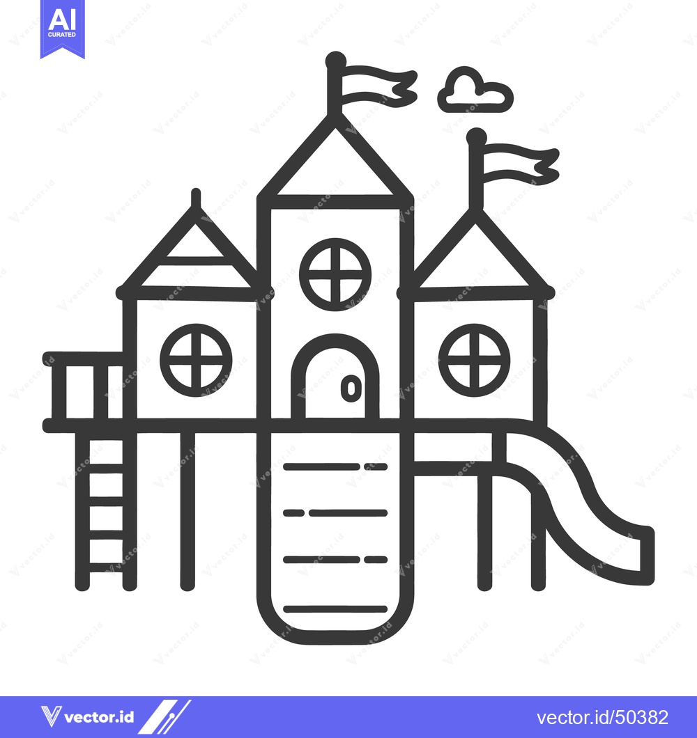 Premium Vector of An illustrated playground structure with slide and multiple towers