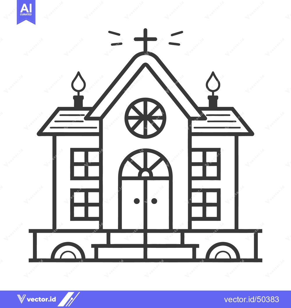 Premium Vector of A simple black and white illustration of a church building