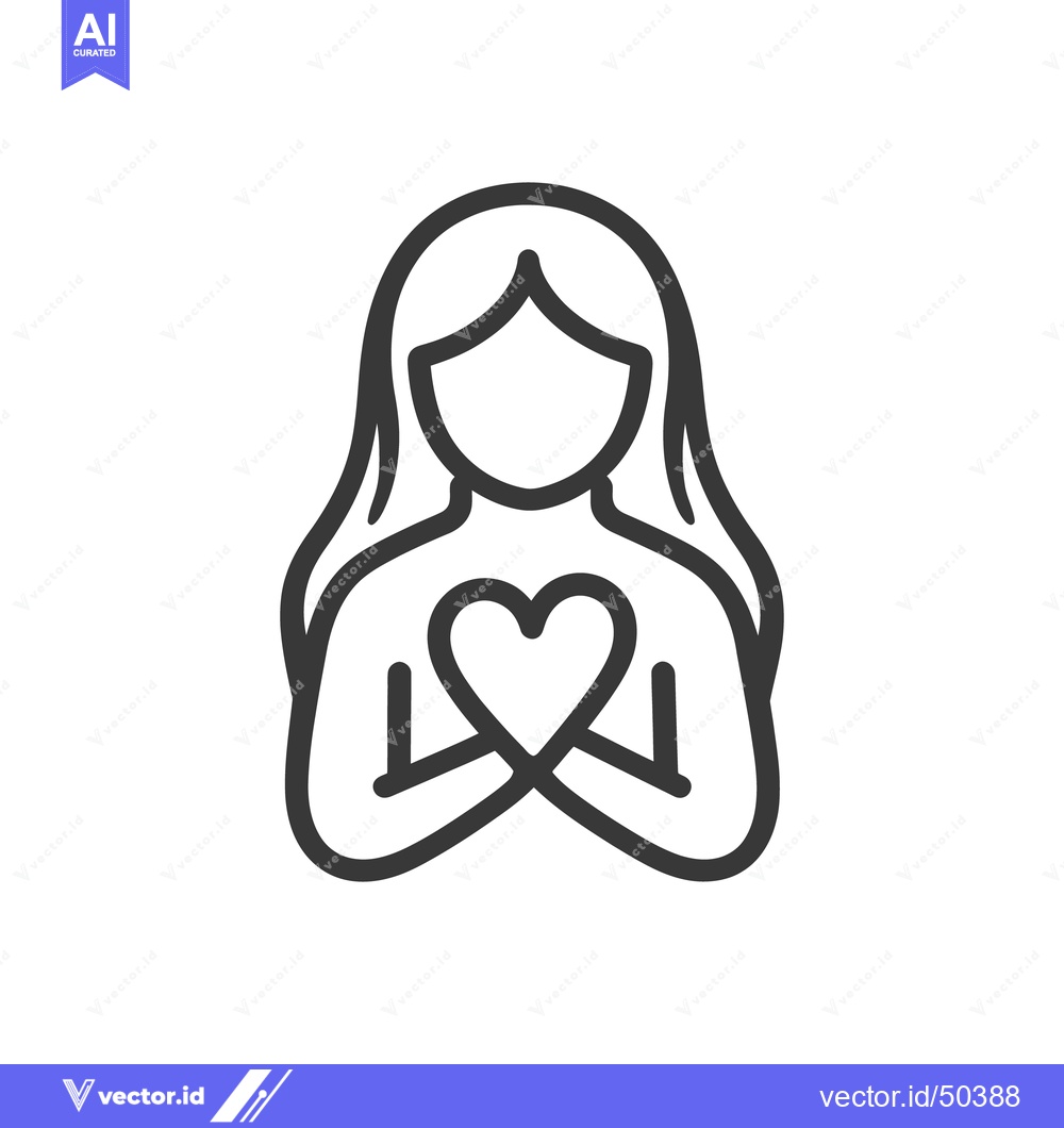 Premium Vector dari A simple black and white line drawing of a person holding a heart