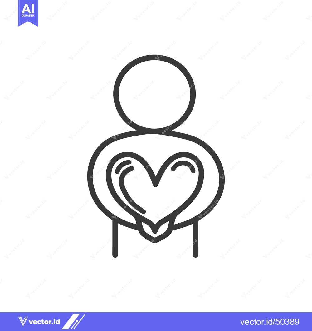Premium Vector of A human figure embracing and holding a stylized heart shape