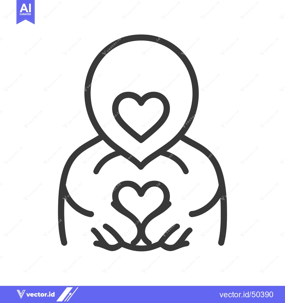 Premium Vector of A simple line drawing of a person holding two hearts