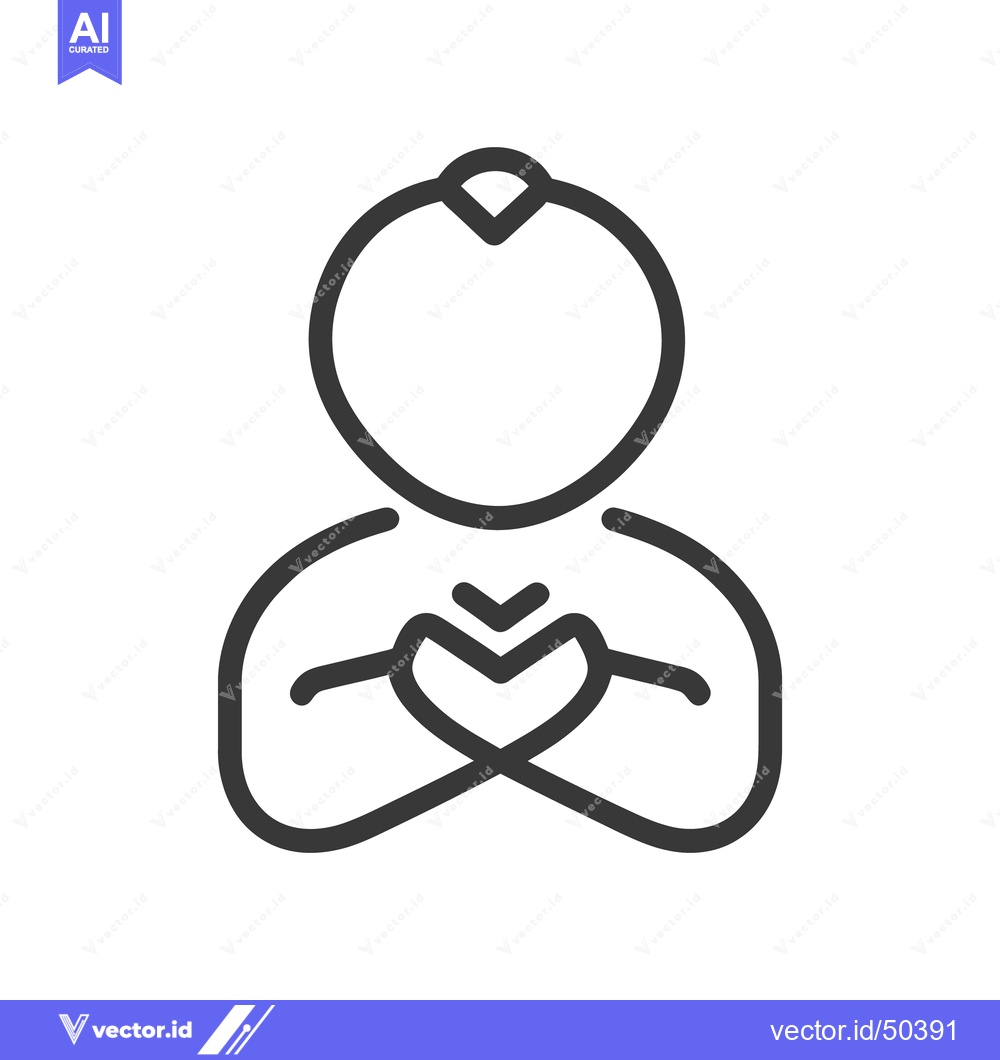 Premium Vector dari A simple line drawing representing a person holding a heart