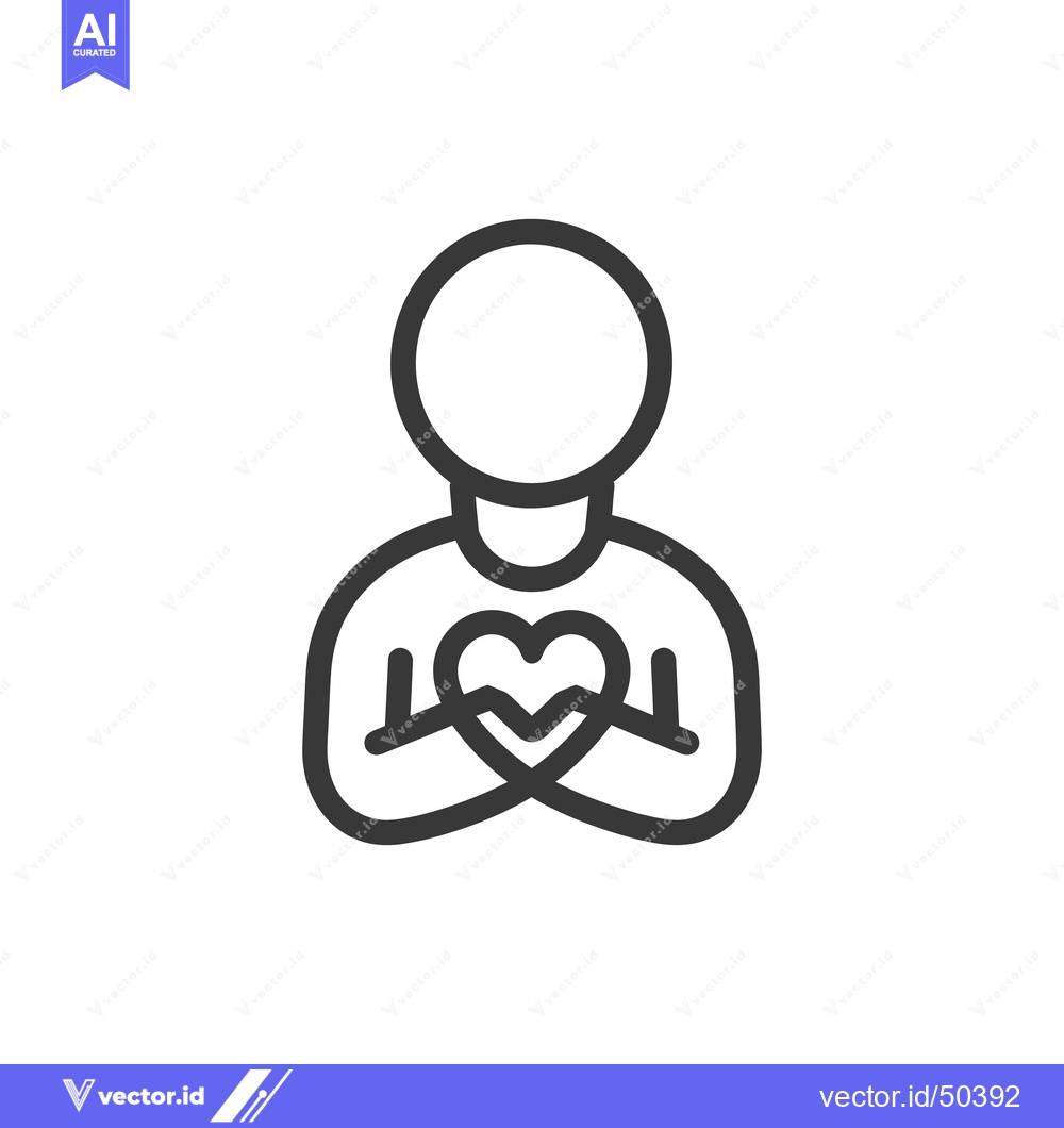 Premium Vector dari A simple line drawing of a person holding a heart
