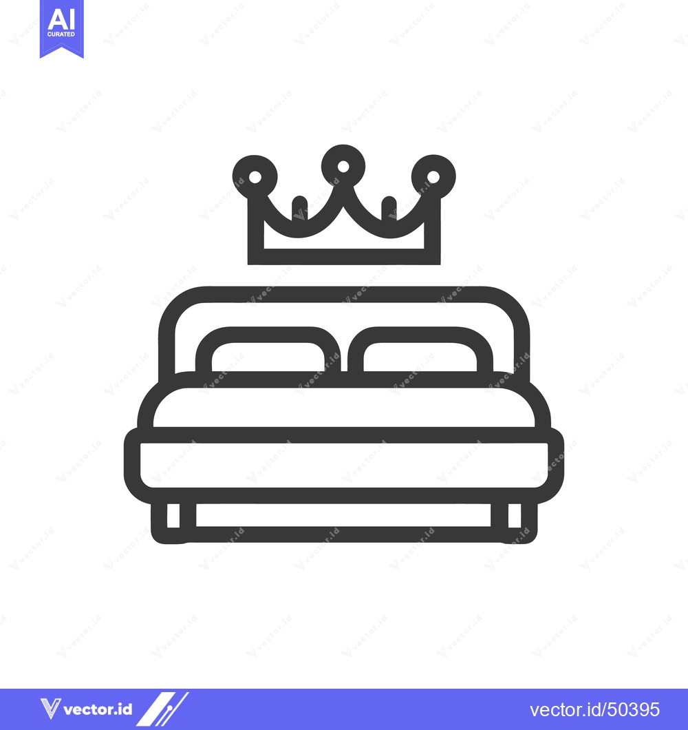 Premium Vector dari Royal Bed Icon: Crown Topped Bed, Minimalist Design, Luxury Sleep Conc