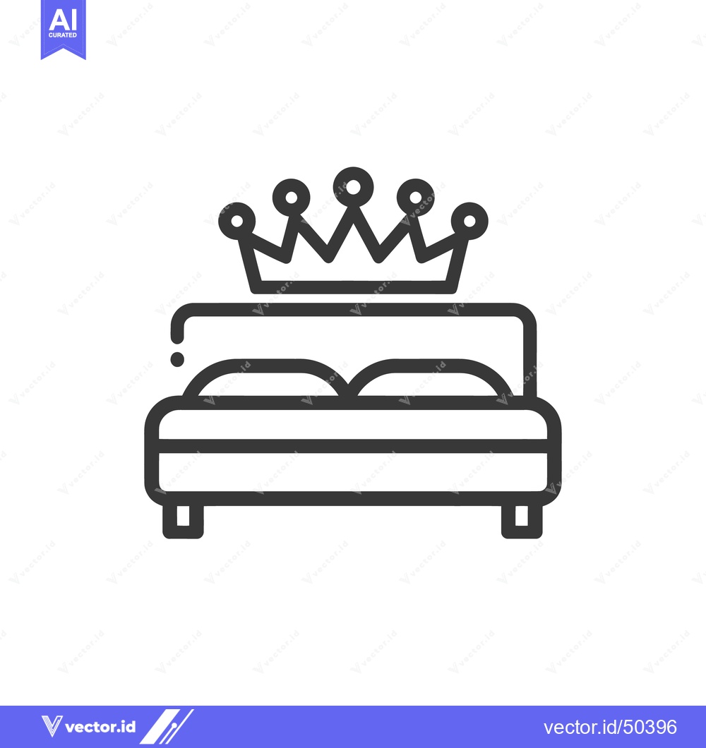 Premium Vector dari Royal Bed Icon: Luxurious Sleep, Crowned Comfort, Minimalist Design