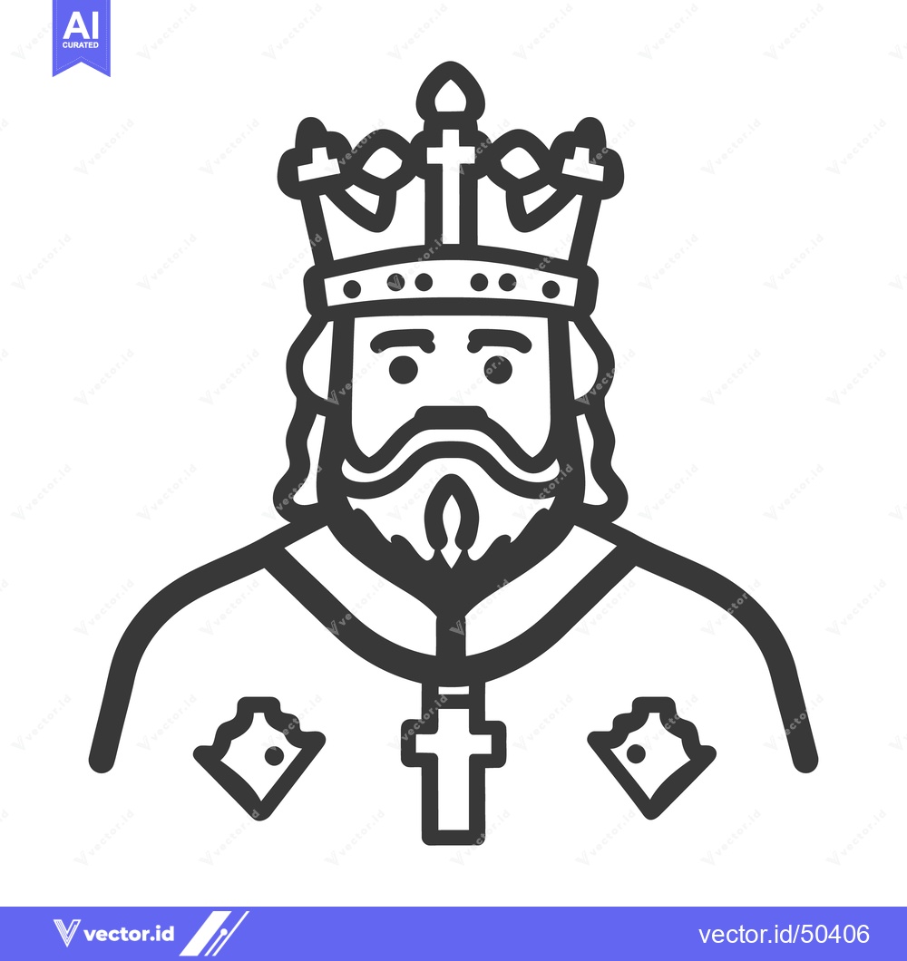 Premium Vector dari A Line Drawing Depicting A Royal King Wearing A Crown
