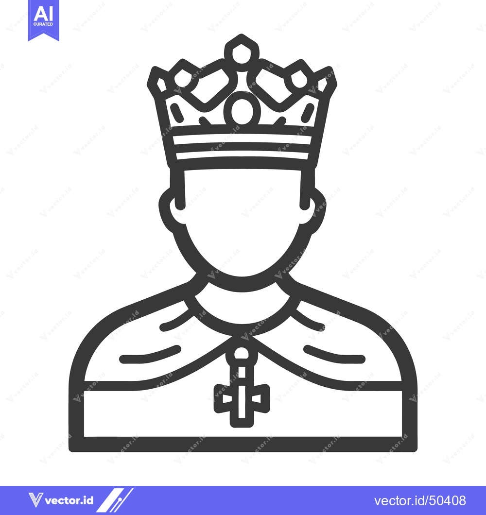 Premium Vector dari A regal person wearing a crown and a cape in an icon style