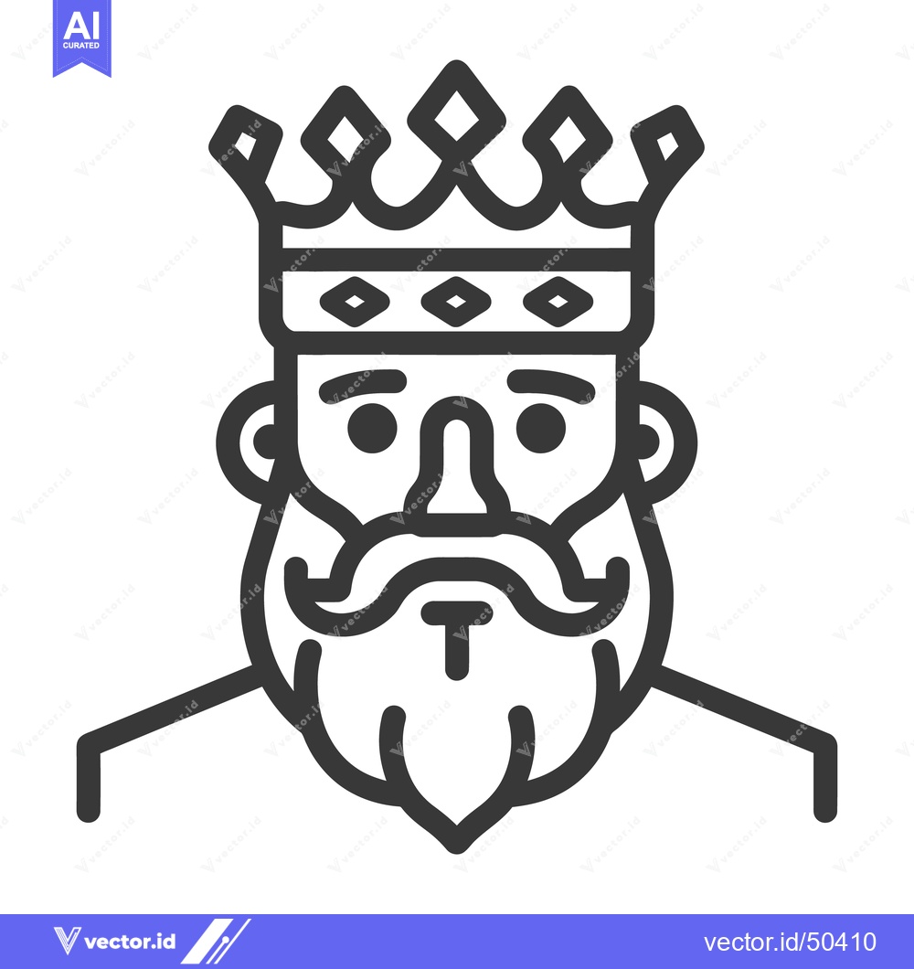 Premium Vector of A stylized black and white portrait of a royal king figure