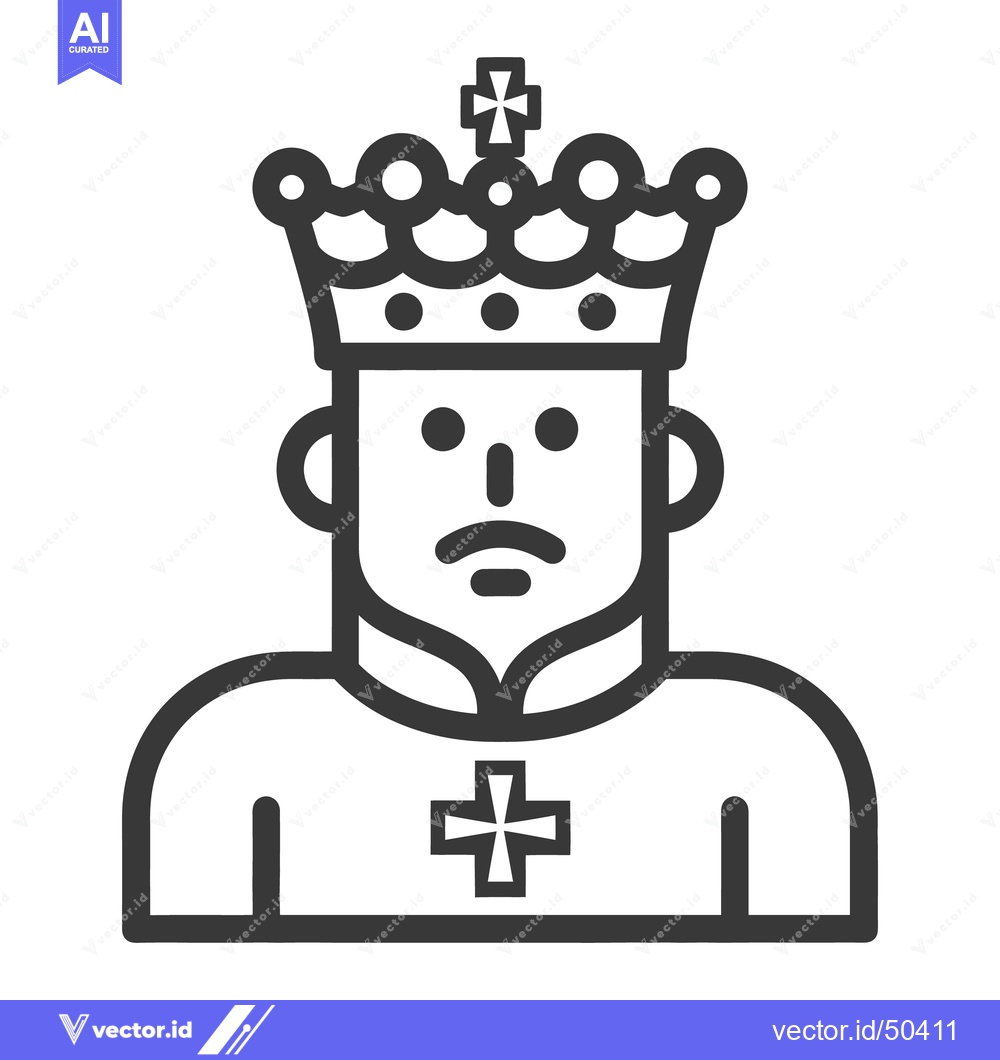Premium Vector of A minimalist illustration of a crowned person with facial details