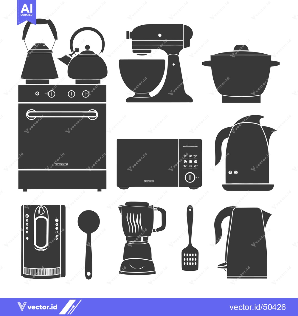 Premium Vector dari Kitchen Appliance Silhouettes