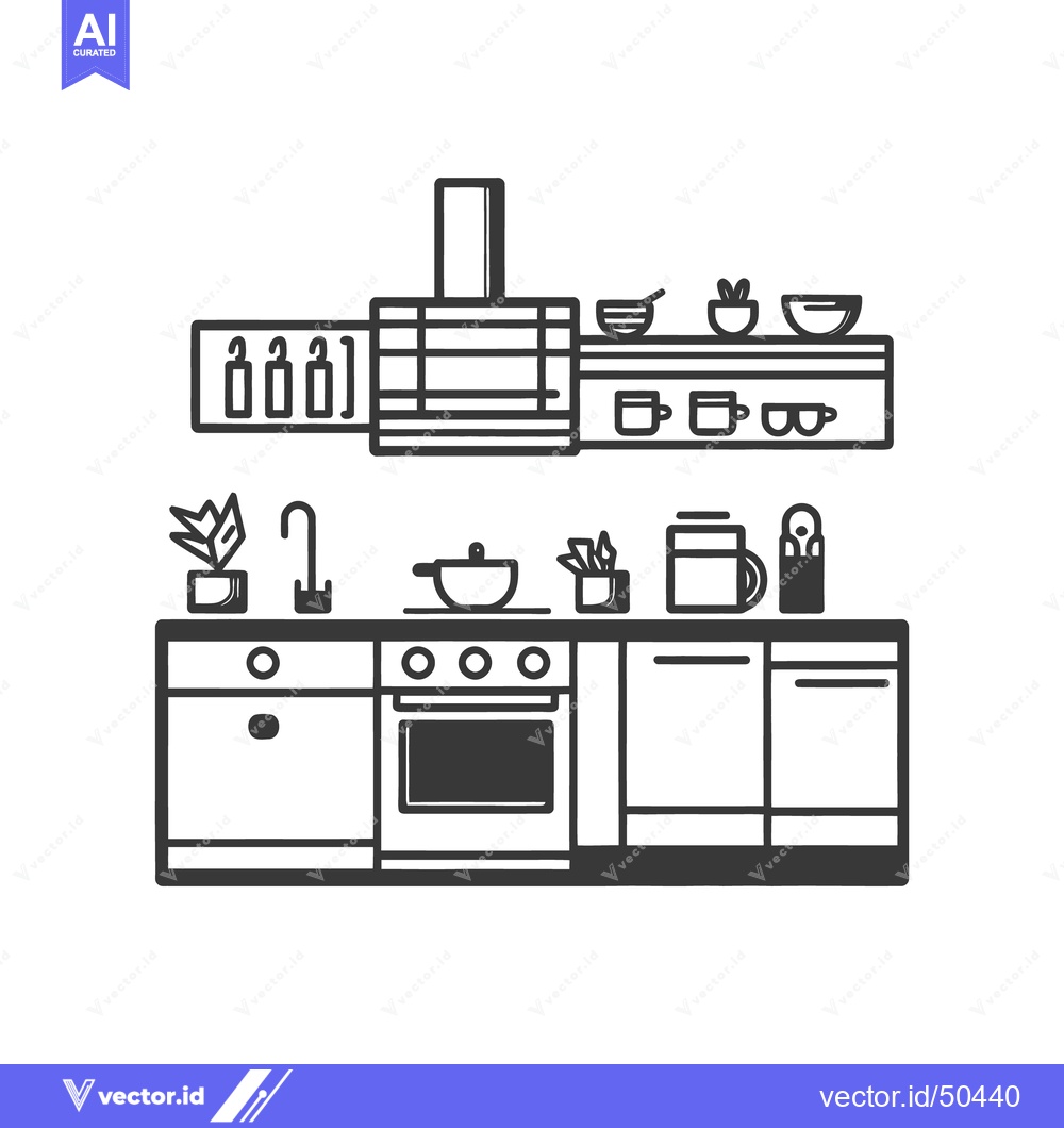 Premium Vector dari Simple black and white illustration depicting modern kitchen appliance