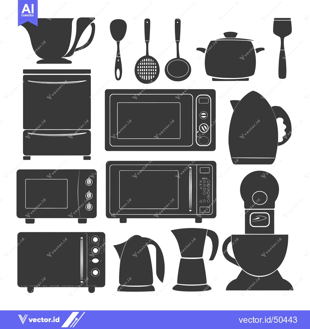 Premium Vector dari Kitchen Utensils and Appliances Silhouettes