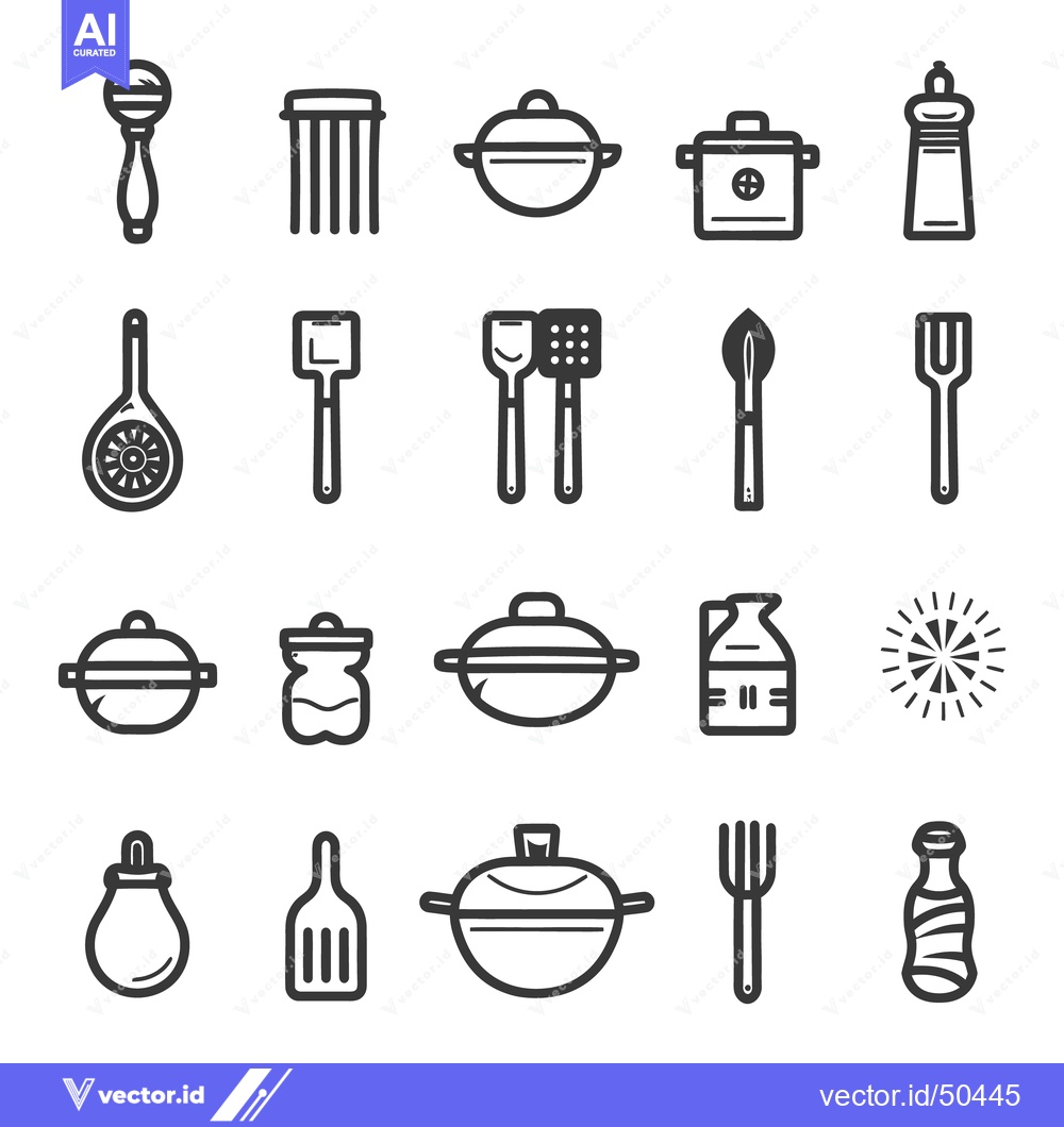 Premium Vector dari Various kitchen utensils and cooking instruments arranged in a grid fo