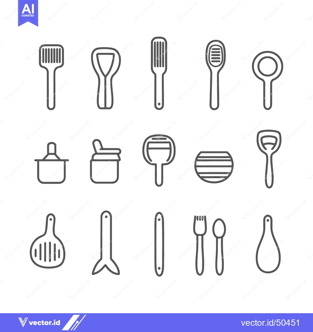 Premium Vector dari Simple line art image of different cooking and kitchen tools