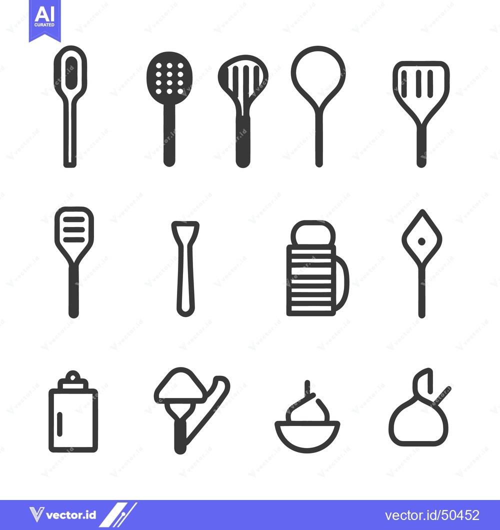 Premium Vector dari Graphic representations of various kitchen and serving tools