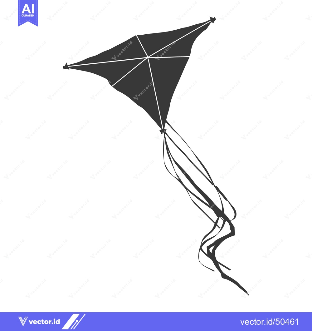 Premium Vector of A dark silhouette of a kite against a white background