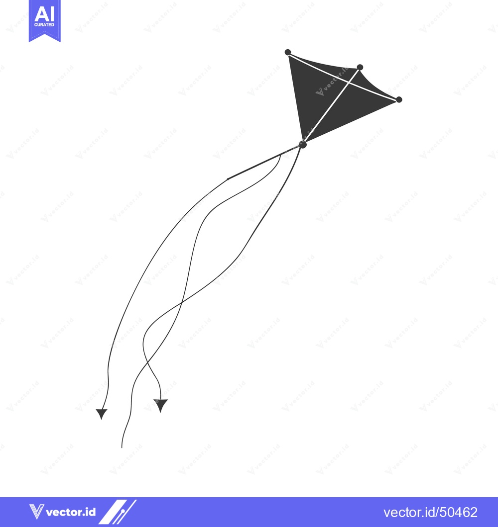 Premium Vector of A black kite is soaring with long flowing string