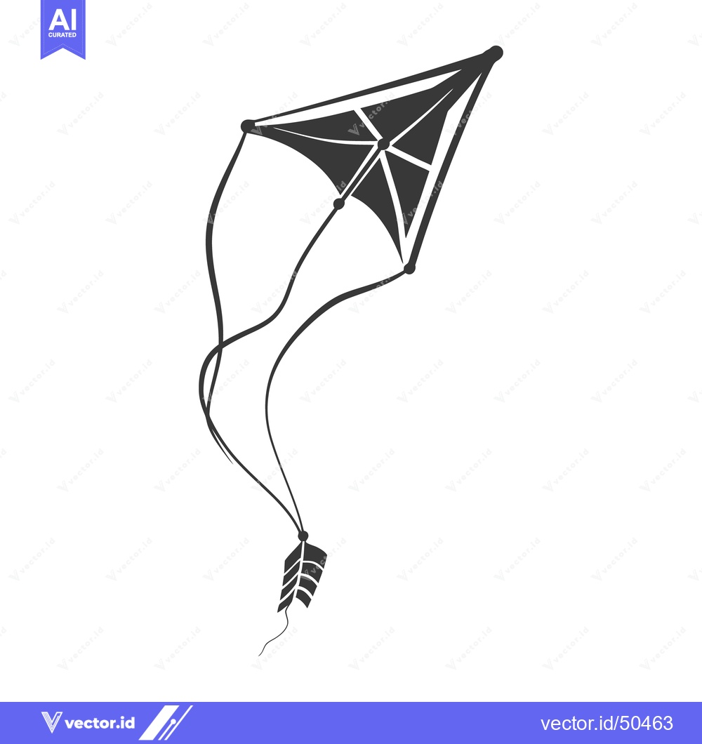 Premium Vector dari A black and white kite floats gently in the sky