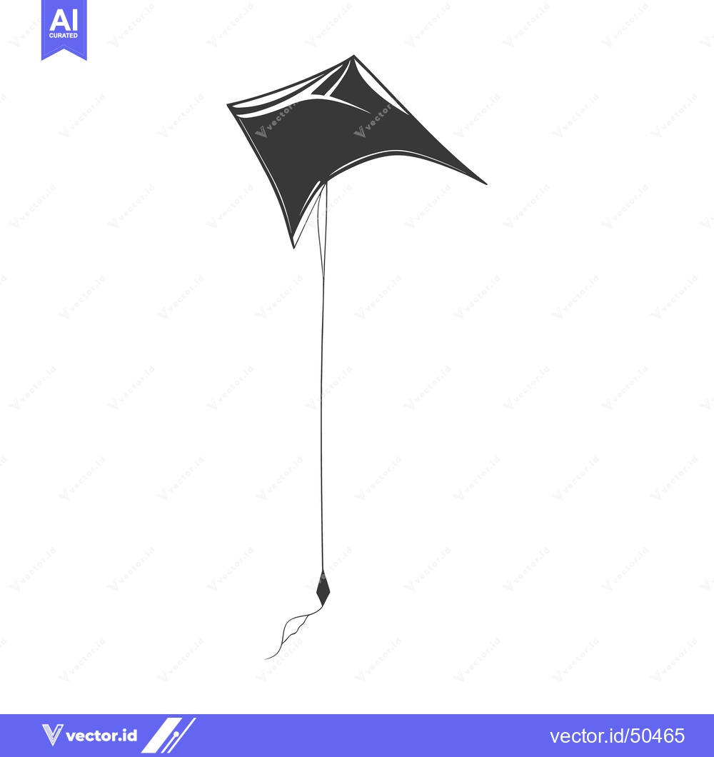 Premium Vector dari A simple black and white illustration of a flying kite
