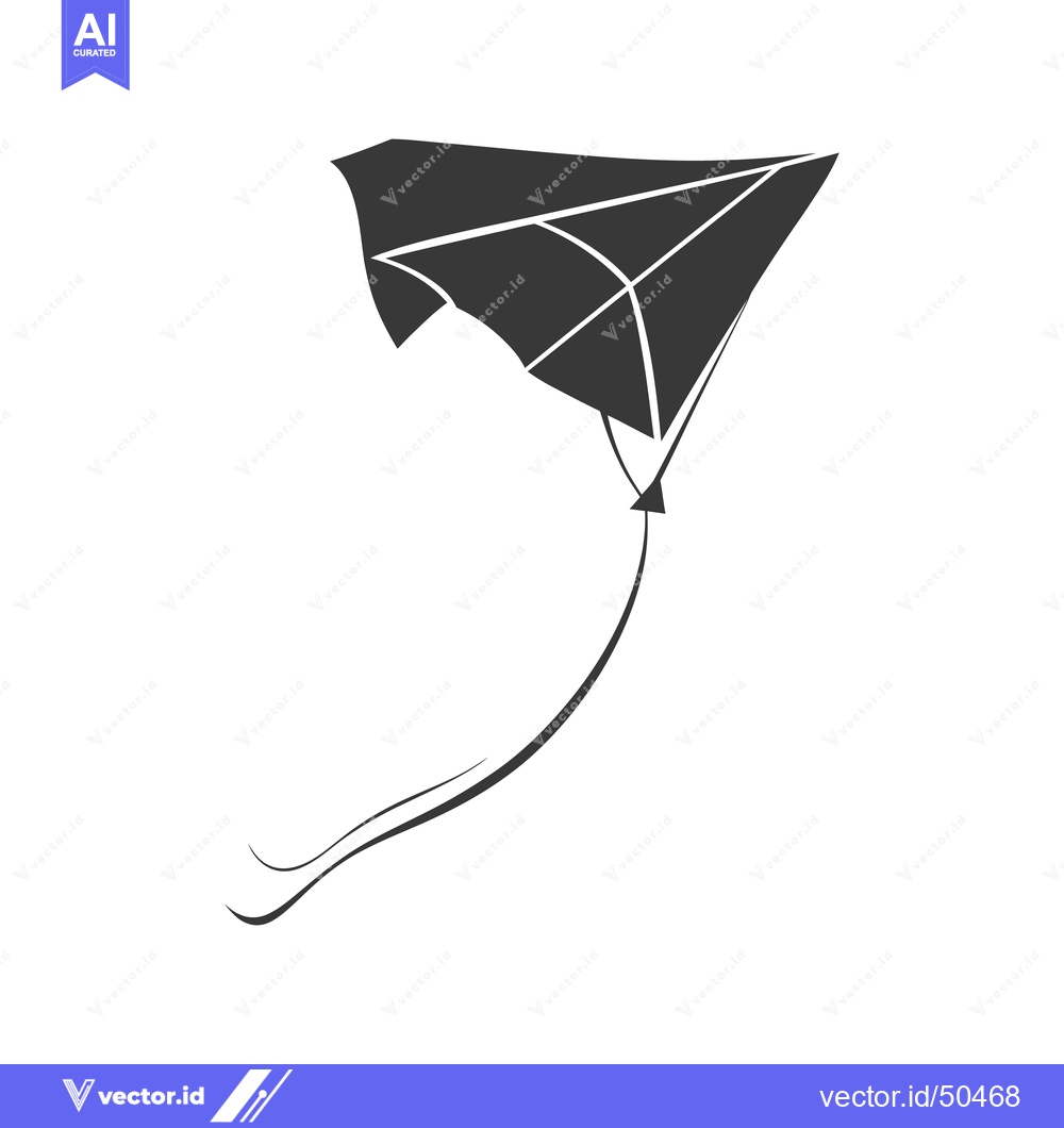 Premium Vector of A simple black and white illustration of a kite flying high