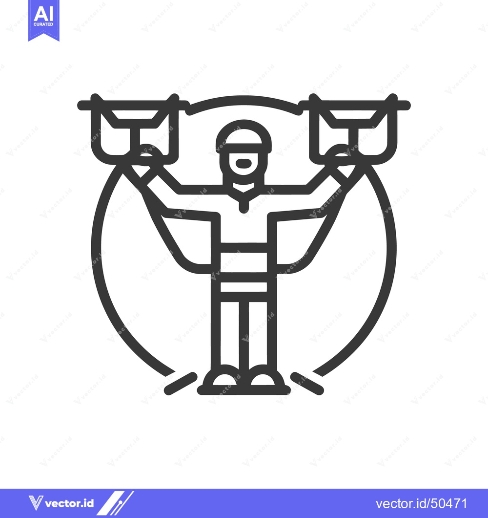 Premium Vector of Minimalist Icon of a Signalman with Flags in Circular Frame
