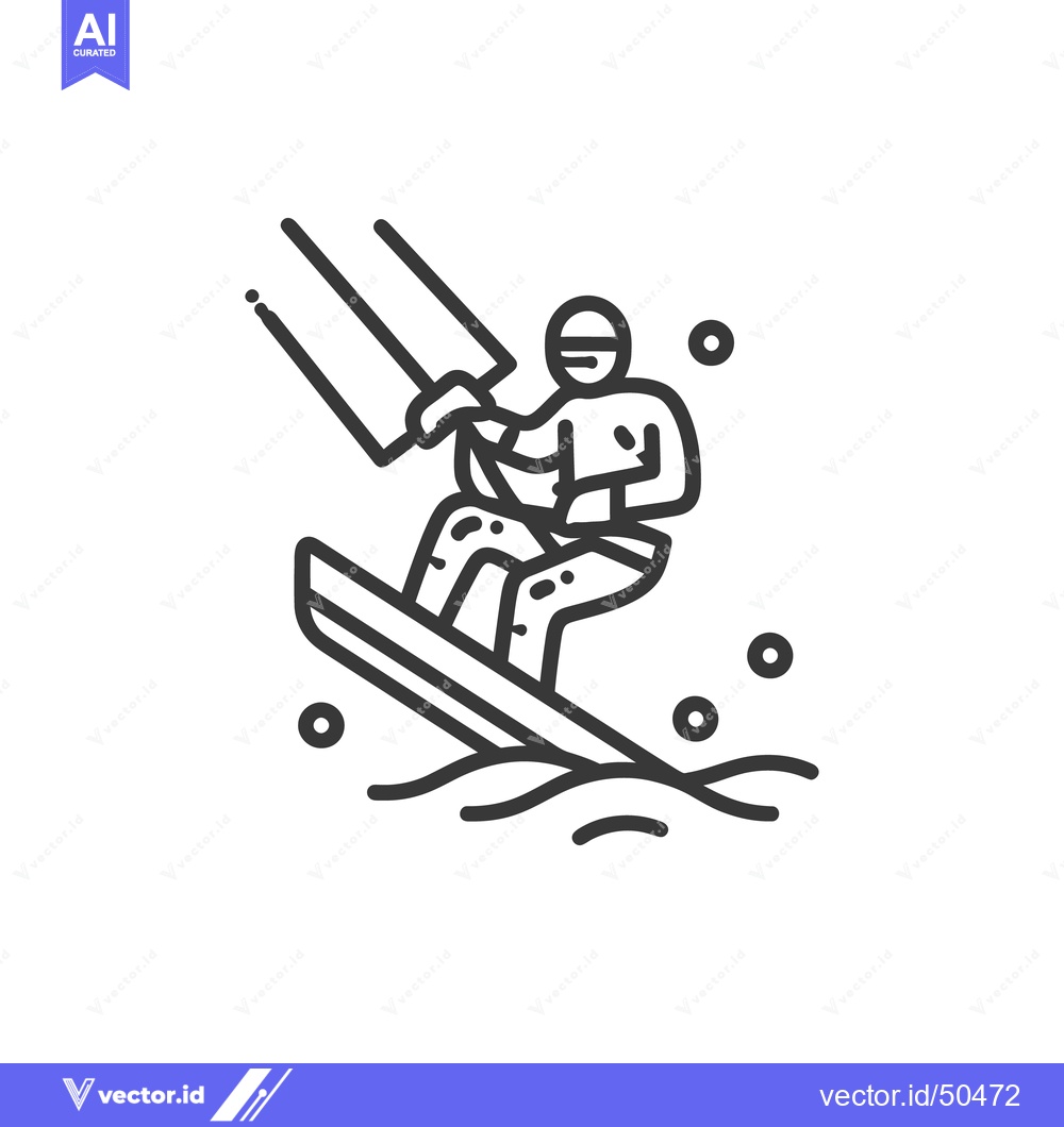 Premium Vector dari Kitesurfing Icon: Minimalist Line Art of Water Sport Action