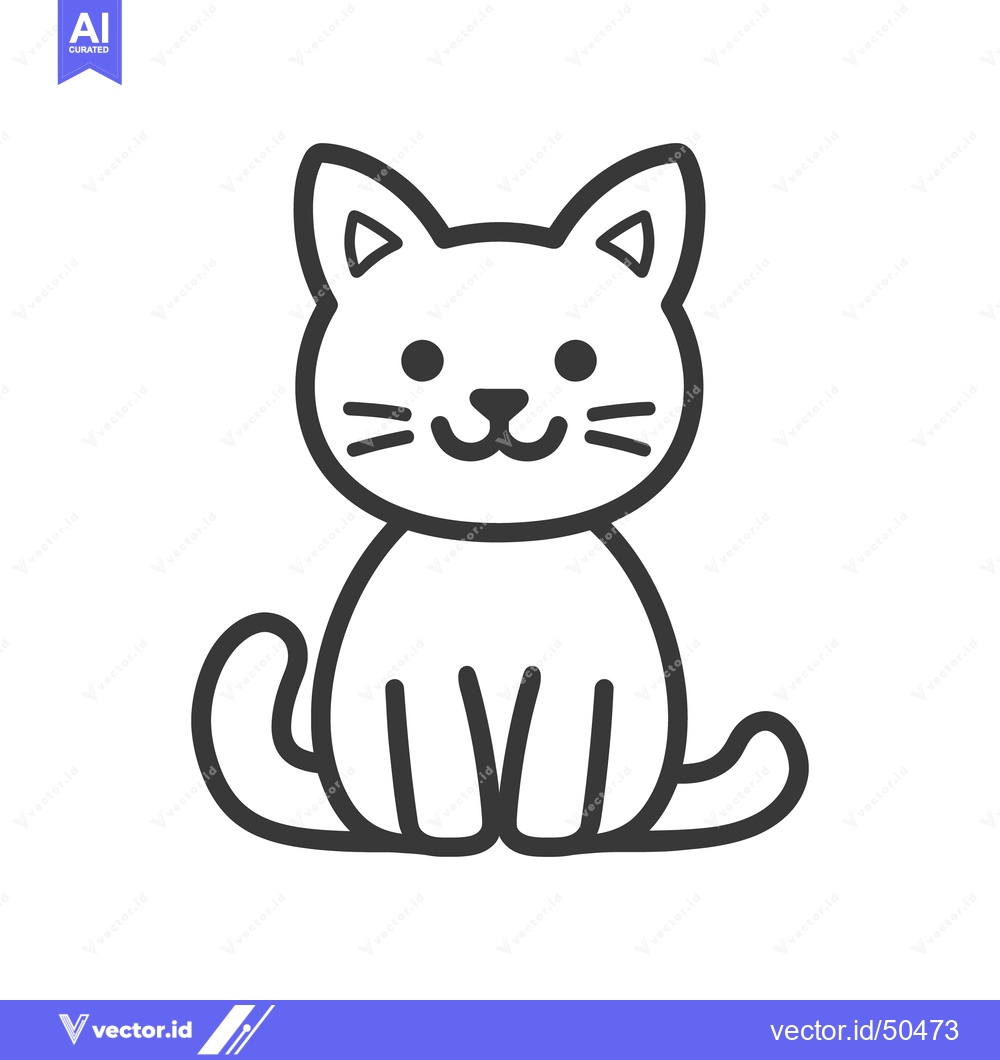 Premium Vector dari A cute cartoon cat sitting with a smiling expression on its face