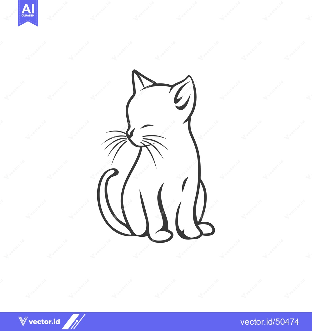Premium Vector dari A cute little cat sits with a peaceful expression on display