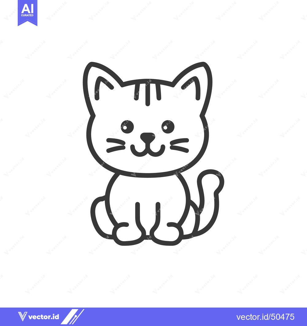 Premium Vector dari Adorable cartoon illustration of a cute sitting domestic cat