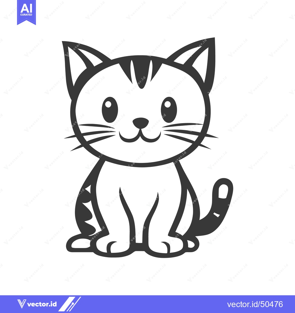 Premium Vector dari A Friendly Sitting Cat Showing A Happy And Smiling Face