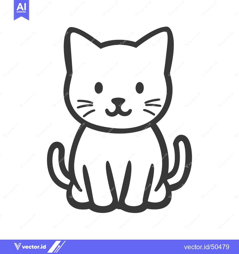 Premium Vector dari A minimalist illustration shows a seated cat with whiskers and a smile