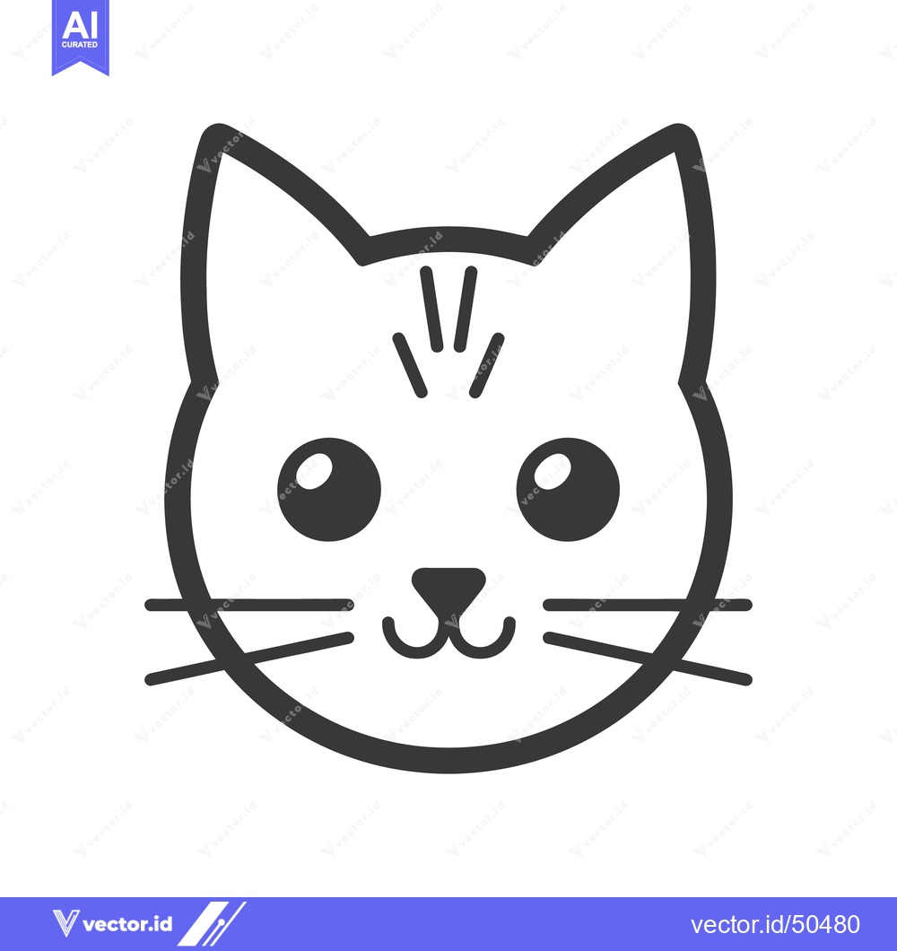 Premium Vector of A Simple And Adorable Cartoon Portrait Of A Cat
